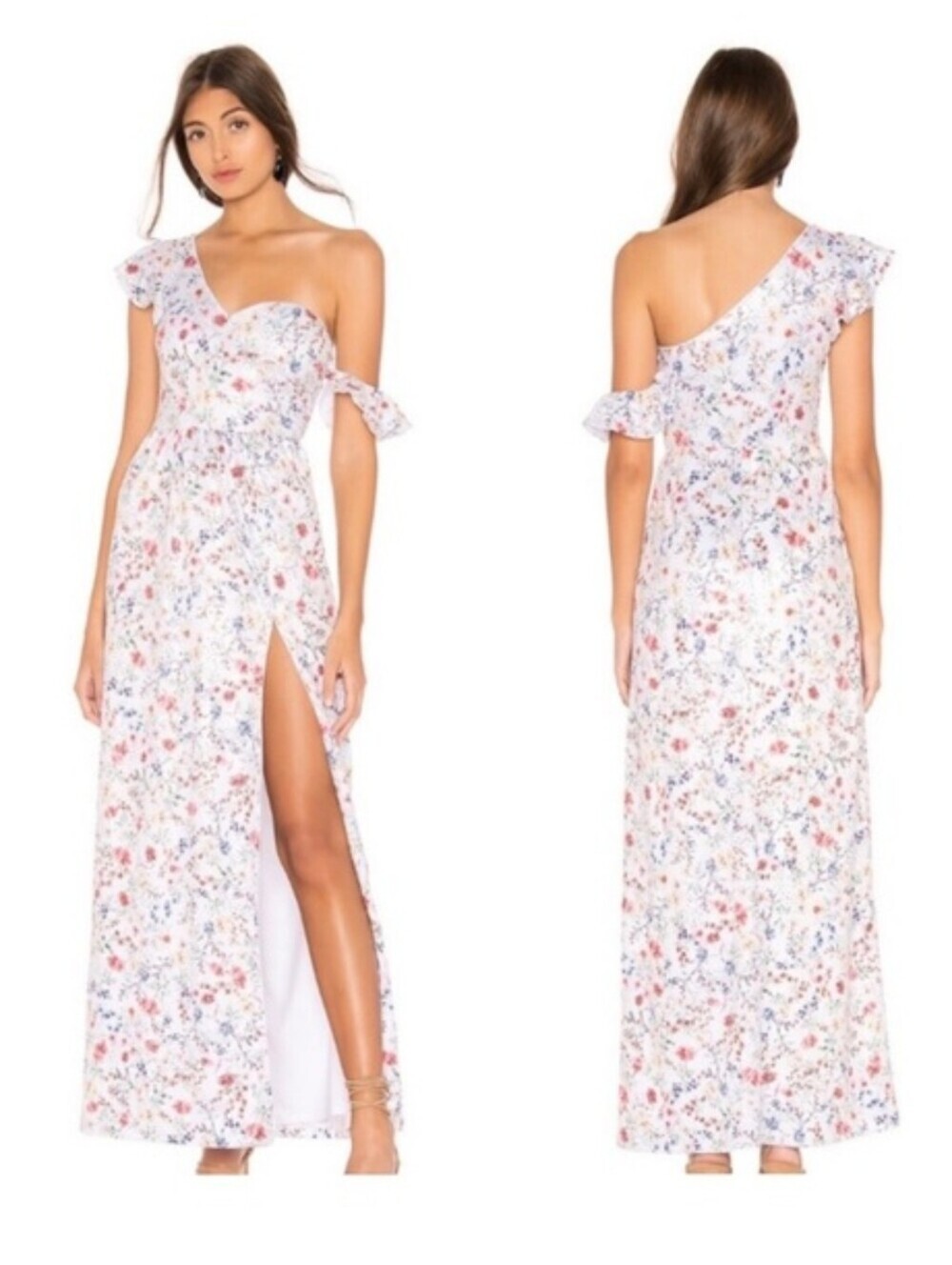 Majorelle Regan White Floral Sequin Off The Shoulder Maxi Dress - Small